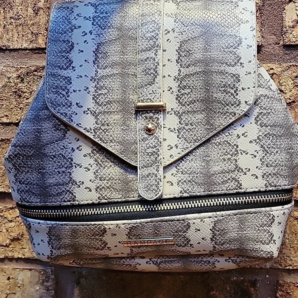 Rampage Mini Backpack Gray Snakeskin Animal Print 10 Inch New with tags